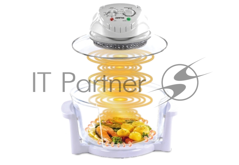 Аэрогриль Centek CT-1456 (белый) <12+5л> 1400Вт, таймер 90 мин, max 250°, 2 решетки