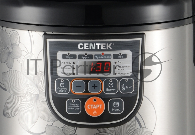 Мультиварка Centek CT-1498 Ceramic (чёрный, сталь) 700Вт, 5.0л, КЕРАМИЧЕСКОЕ ПОКРЫТИЕ ЧАШИ, 10 пр-м.