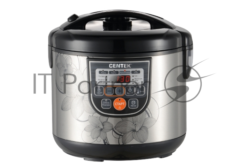 Мультиварка Centek CT-1498 Ceramic (чёрный, сталь) 700Вт, 5.0л, КЕРАМИЧЕСКОЕ ПОКРЫТИЕ ЧАШИ, 10 пр-м.