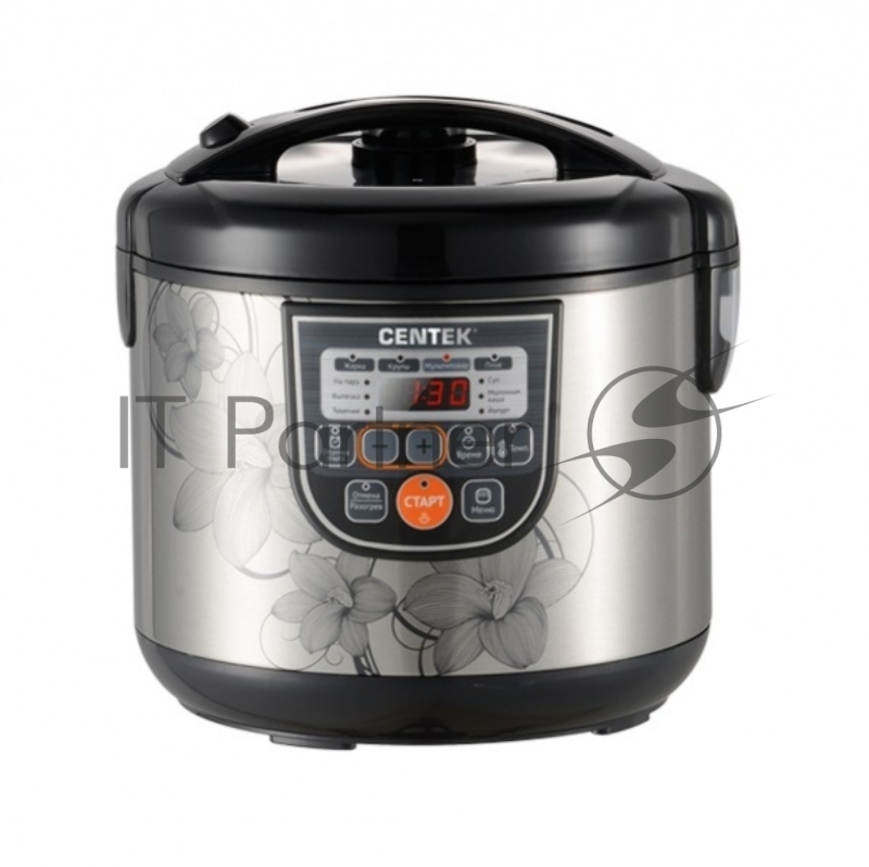 Мультиварка Centek CT-1498 Ceramic (чёрный, сталь) 700Вт, 5.0л, КЕРАМИЧЕСКОЕ ПОКРЫТИЕ ЧАШИ, 10 пр-м.