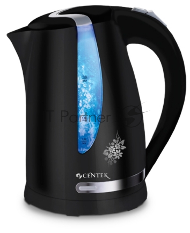 Чайник Centek CT-0040 Black 1.8л, 2200Вт, открывание кнопкой, внутренняя подсветка