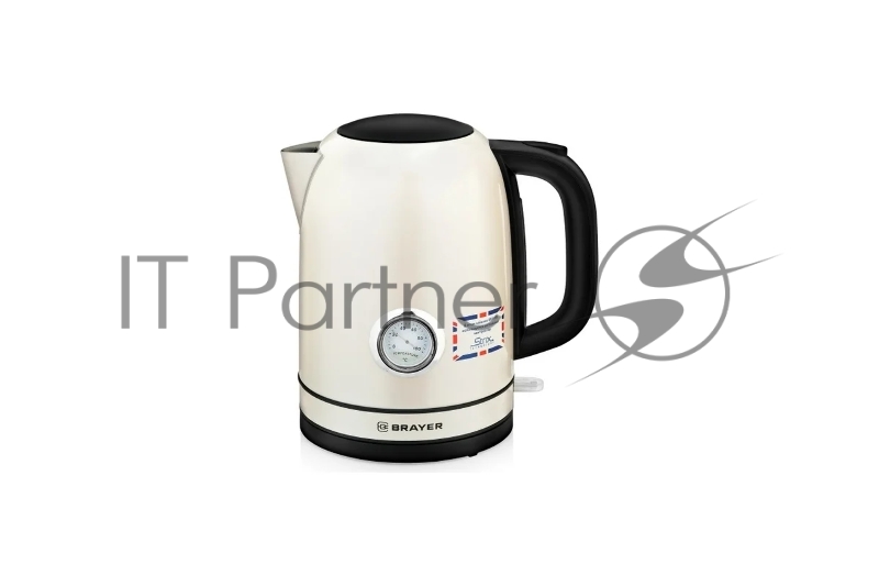 1005BR-YE Чайник электрический BRAYER. 2200Вт, STRIX, сталь окраш, термометр,роз.