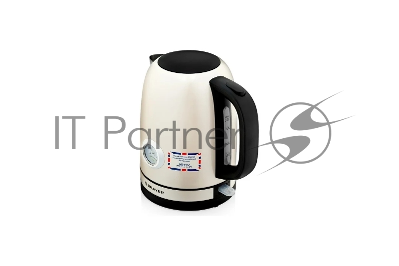 1005BR-YE Чайник электрический BRAYER. 2200Вт, STRIX, сталь окраш, термометр,роз.