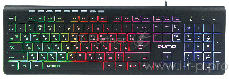 Клавиатура Qumo Gamma K36, проводная,104 + 9 кл., офис, радужная подсветка