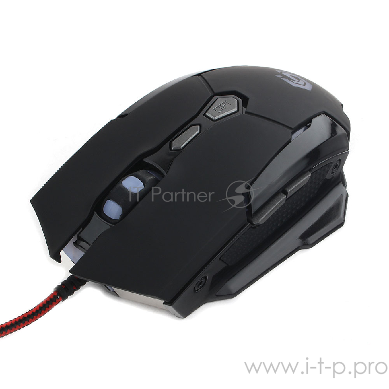 Мышь игровая Gembird MG-600, USB, черный, код Survarium, 5 кнопок+колесо-кнопка+кнопка огонь, 3200 DPI, подсветка 4 цвета, программное обеспечение, кабель тканевый 1.8м