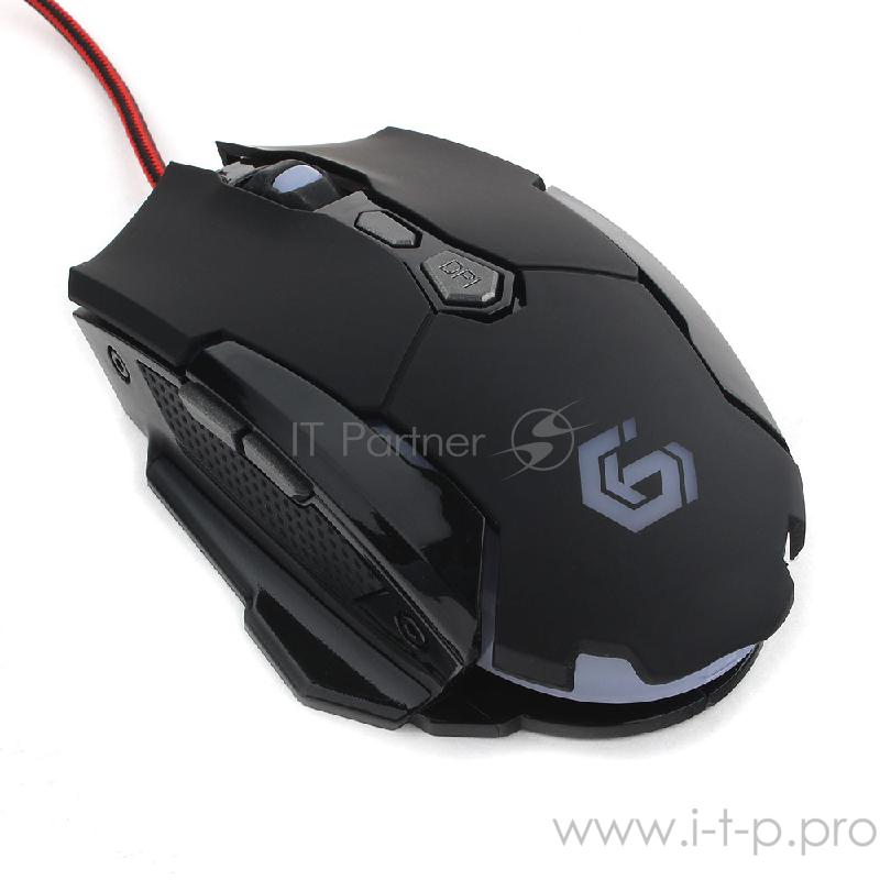 Мышь игровая Gembird MG-600, USB, черный, код Survarium, 5 кнопок+колесо-кнопка+кнопка огонь, 3200 DPI, подсветка 4 цвета, программное обеспечение, кабель тканевый 1.8м