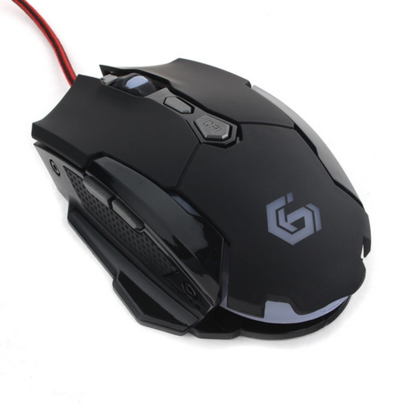 Мышь игровая Gembird MG-600, USB, черный, код Survarium, 5 кнопок+колесо-кнопка+кнопка огонь, 3200 DPI, подсветка 4 цвета, программное обеспечение, кабель тканевый 1.8м