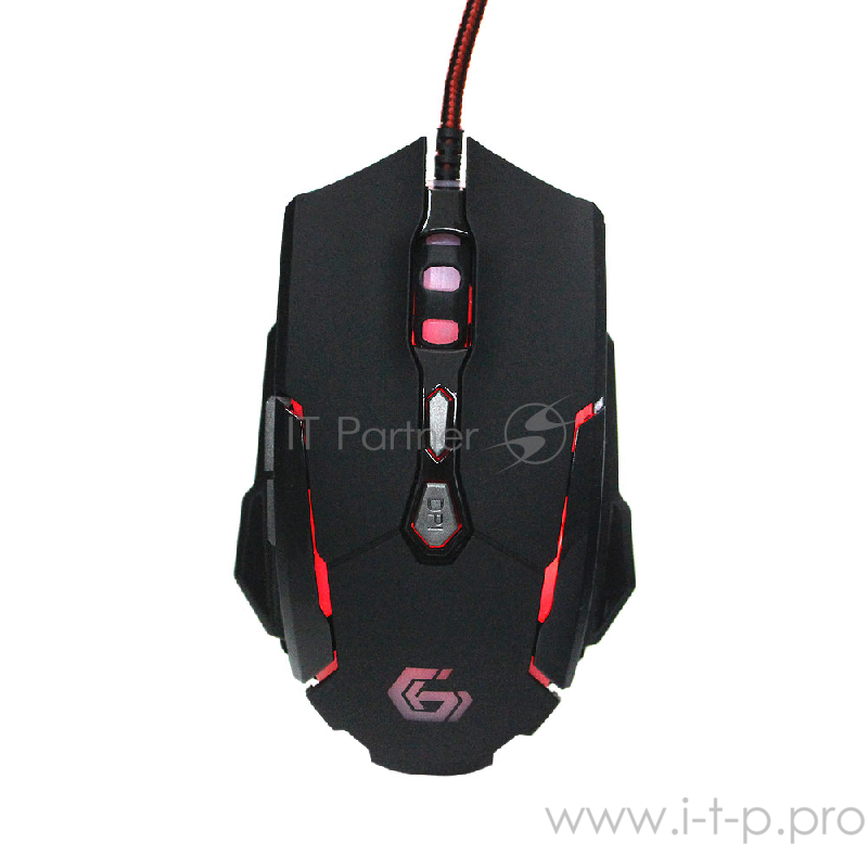 Мышь игровая Gembird MG-600, USB, черный, код Survarium, 5 кнопок+колесо-кнопка+кнопка огонь, 3200 DPI, подсветка 4 цвета, программное обеспечение, кабель тканевый 1.8м