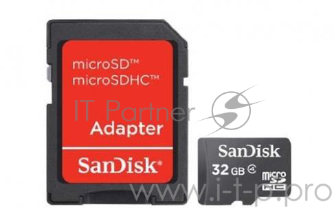 Карта памяти 32ГБ SanDisk Mobile SDSDQM-032G-B35A microSD HC Class4 + адаптер