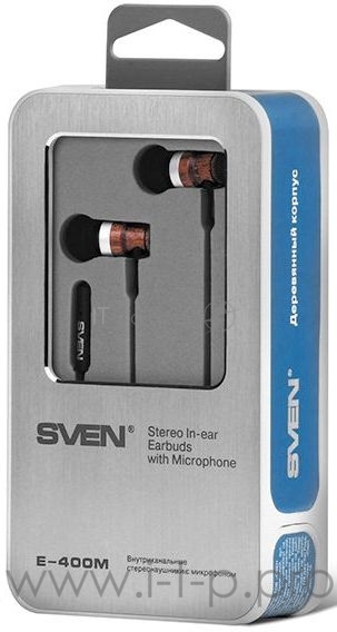 Гарнитура вкладыши Sven E-400M 1.2м черный проводные в ушной раковине