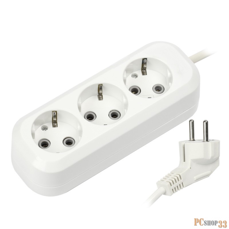 Удлинители бытовые, Сетевые фильтры, Тройники Smartbuy SBE-16-3-05-Z Удлинитель 3 гнезда 5 метра 110А/3,5кВт с заземлением ПВС 3х1мм2