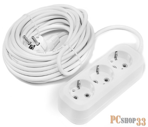 Удлинители бытовые, Сетевые фильтры, Тройники Smartbuy SBE-16-3-10-Z Удлинитель 3 гнезда 10 метров 16А/3,5кВт с заземлением ПВС 3х1,0