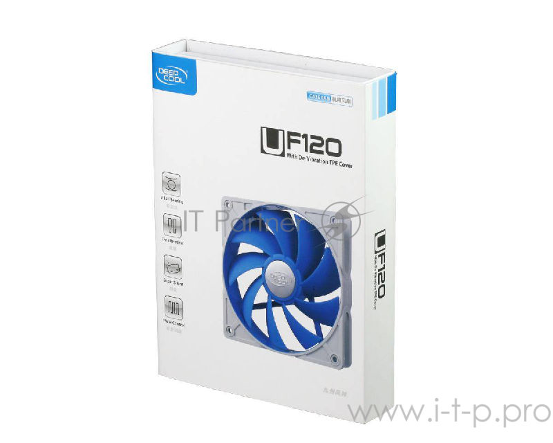 Кулер 120 mm, DeepCool UF120, PWM, ultra silent, 2xBall, h=26mm