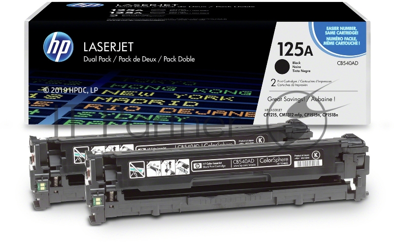 Тонер-картридж HP CB540AD черный двойная упаковка для CLJ CP1215/CP1515/CP1518 2 х 2200стр.