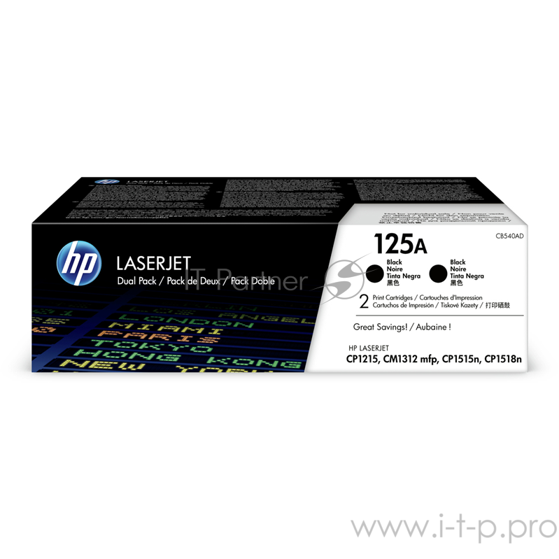 Тонер-картридж HP CB540AD черный двойная упаковка для CLJ CP1215/CP1515/CP1518 2 х 2200стр.