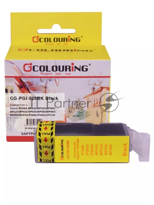 Картридж CG-PGI-520BK для принтеров Canon Ip3600/IP4600/MP540/MP550/MP62 с чипом водн Colouring