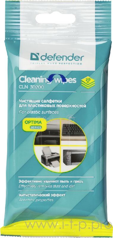 Влажные чистящие салфетки в мягкой упаковке универсальные Defender CLN30200 (20шт.)