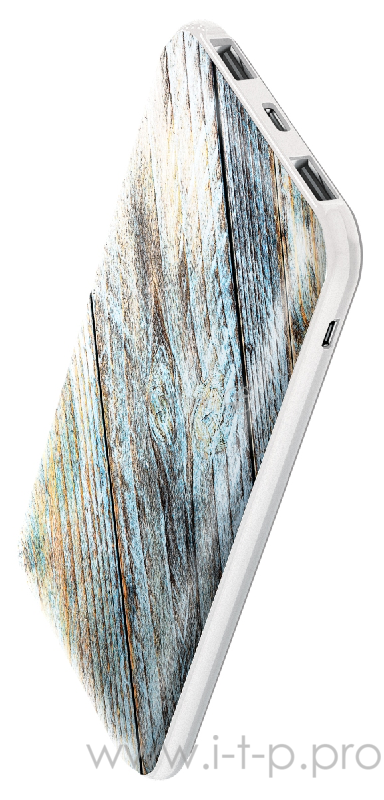 Портативное зарядное устройство Qumo PowerAid P10000, 10000 мА-ч 3A, 2 USB, mUSB/Type C, дерево