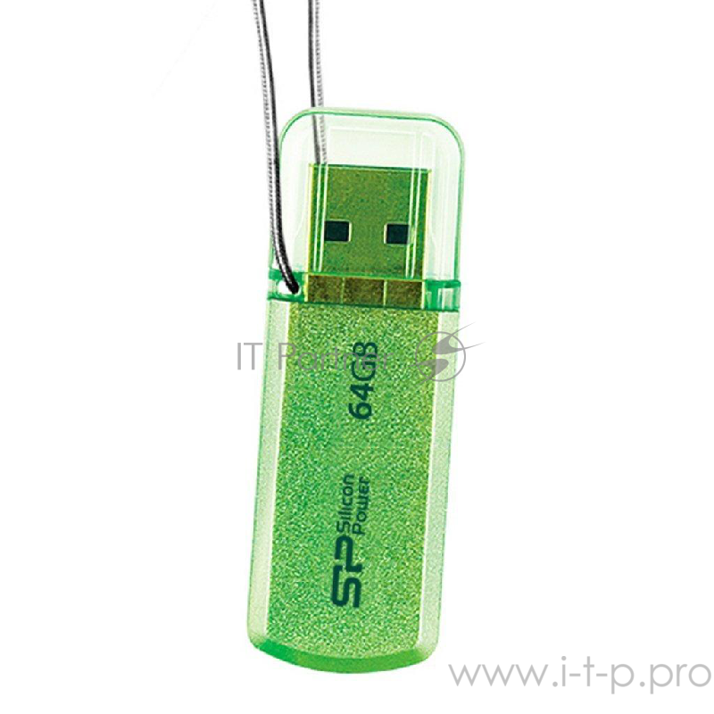 Накопитель USB flash 64ГБ Silicon Power Helios 101 SP064GBUF2101V1N, зеленый (USB2.0)