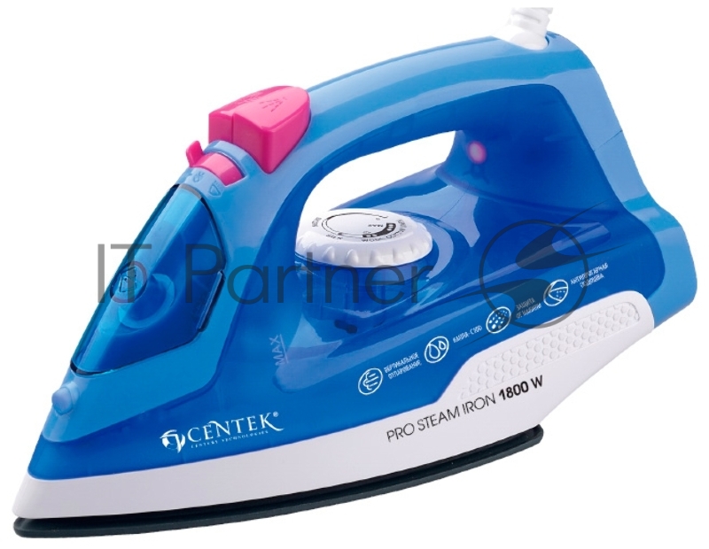 Утюг Centek CT-2348 BLUE (синий) 1800Вт, КЕРАМИЧЕСКАЯ подошва, паровой удар, самоочистка, 200мл