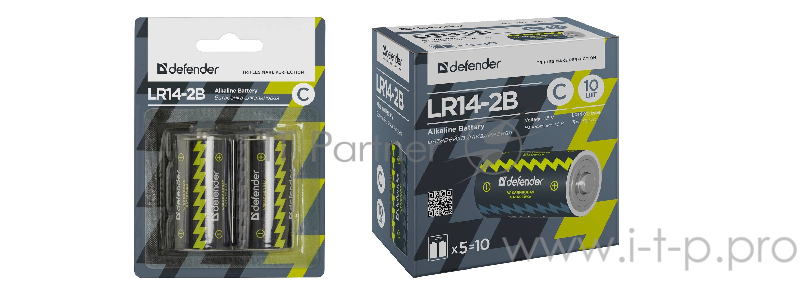 Батарейка Defender алкалиновая ( C ) LR14-2B С, в блистере 2 шт