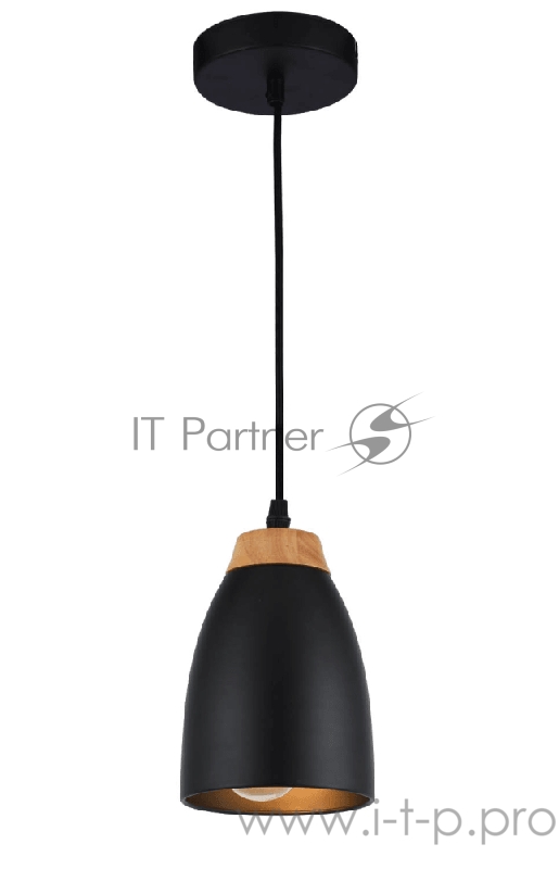 Светильник Hiper 1хЕ27х60Вт Чёрный/Натуральное дерево H035-1