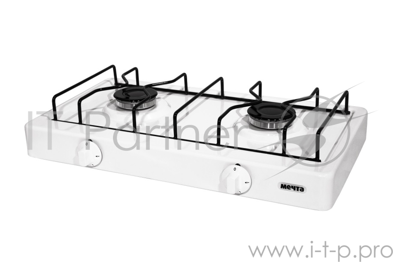 Газовая плита МЕЧТА 200М белая (ШхГхВ) 50х28,5х11,5см. 2 газовые горелки. Имеет надёжное и долговечное стеклоэмалевое покрытие, которое легко чистится и долго сохраняет отличный внешний вид. Краны регулирования мощности пламени горелок оснащены функц