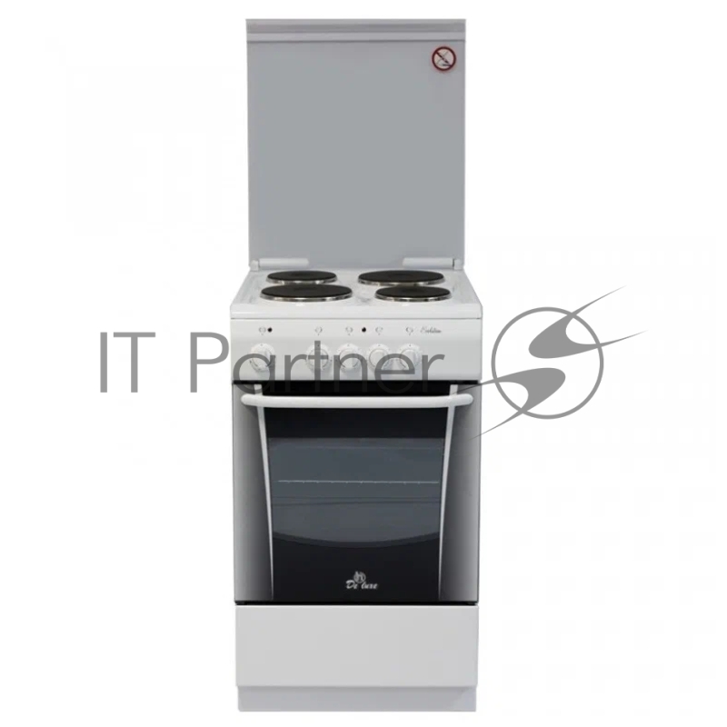 Плита электрическая De Luxe 506004.04э белыйдуховка с терморегулятором, без щитка, без крышки