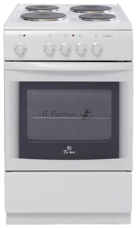 Плита электрическая De Luxe 506004.04э белыйдуховка с терморегулятором, без щитка, без крышки