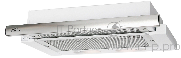 Вытяжка встраиваемая Elikor Интегра 50П-400-В2Л белый/нержавеющая сталь управление: кнопочное (1 мотор)