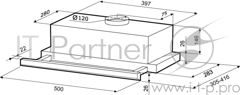 Вытяжка Krona Kamilla slim 500 ivory