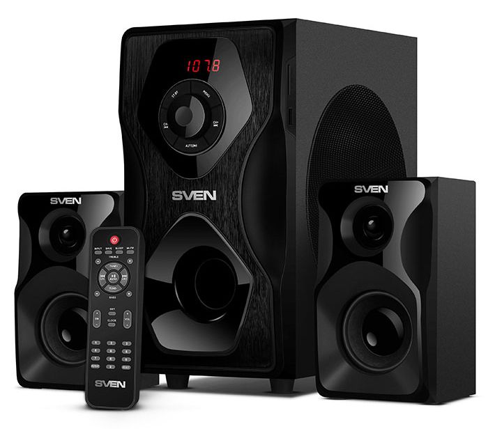 Колонки SVEN AC MS-2055, черный (55Вт, FM-тюнер, USB/SD, дисплей, ПДУ, Bluetooth)