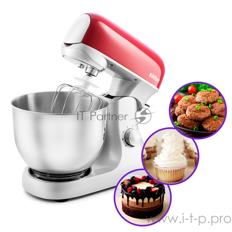 Цельнометаллический планетарный миксер 2 в 1 Kitfort 1367-КТ Мощность 1200 Вт.Ёмкость чаши 6л.