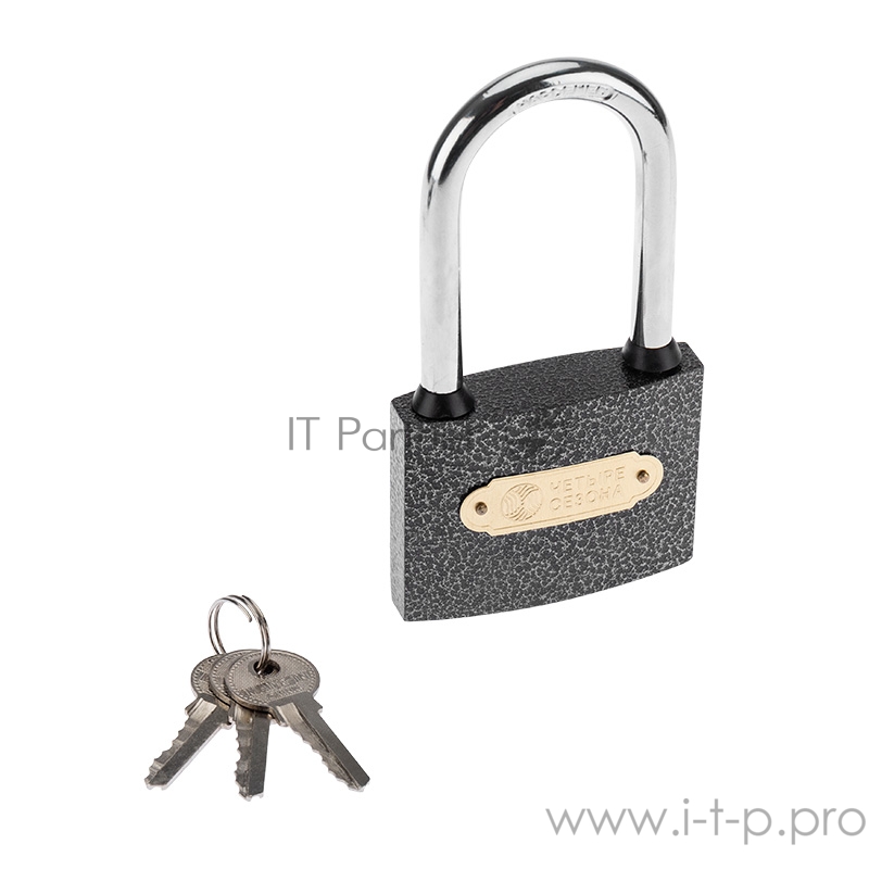 Замок навесной серия «Чугун» 75 мм длинная дужка ЧЕТЫРЕ СЕЗОНА