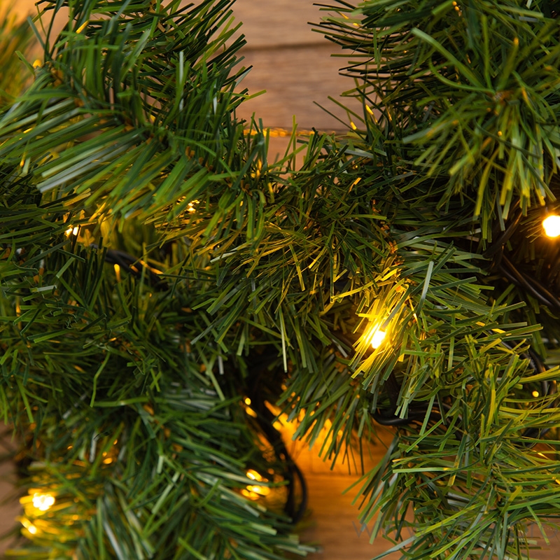 Еловый шлейф искуственный 2,7 м Теплое белое свечение 80 LED