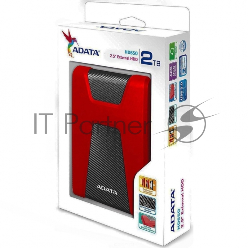 Жесткий диск AData USB 3.1 2Tb AHD650-2TU31-CRD HD650 DashDrive Durable 2.5 красный