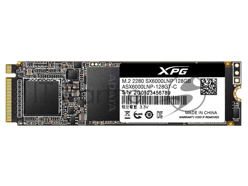 SSD M.2 ADATA 128Gb SX6000 Lite <ASX6000LNP-128GT-C> (PCI-E 3.0 x4, up to 1800/600Mbs, 3D TLC, NVMe 1.3, 22x80mm)