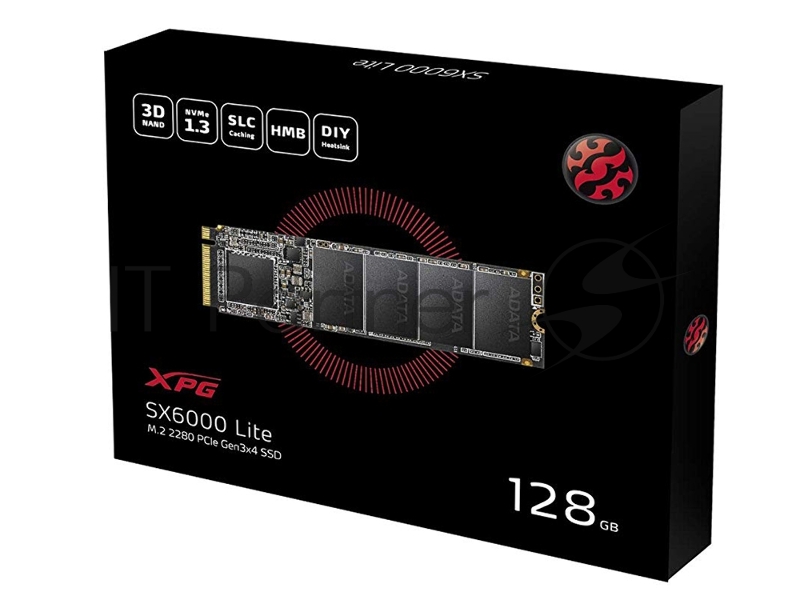 SSD M.2 ADATA 128Gb SX6000 Lite <ASX6000LNP-128GT-C> (PCI-E 3.0 x4, up to 1800/600Mbs, 3D TLC, NVMe 1.3, 22x80mm)