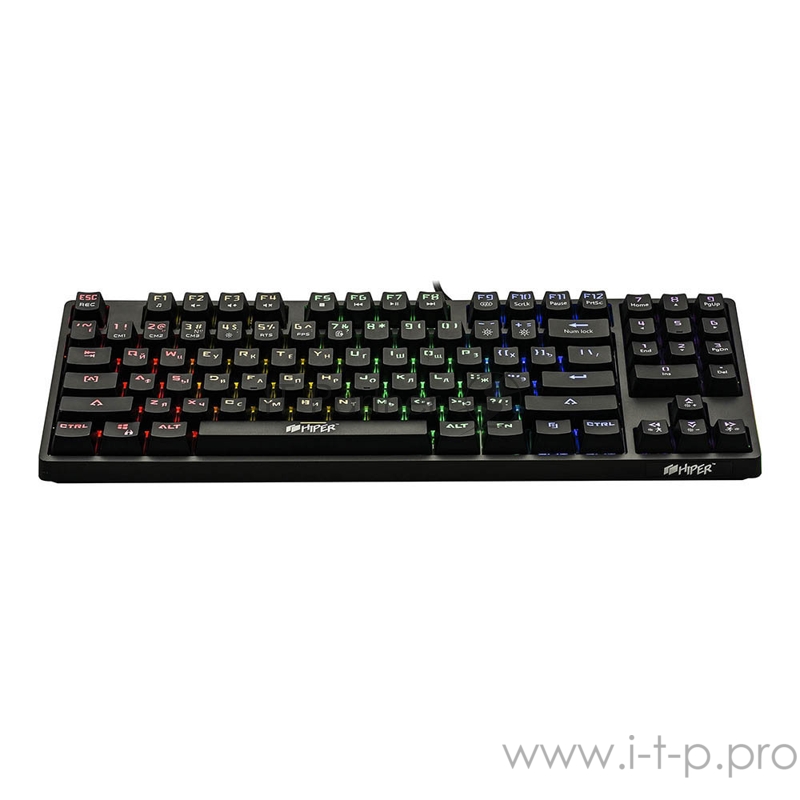 Игровая клавиатура чёрная HIPER MK-2 CHASE (TKL, USB, Outemu, RGB подсветка)