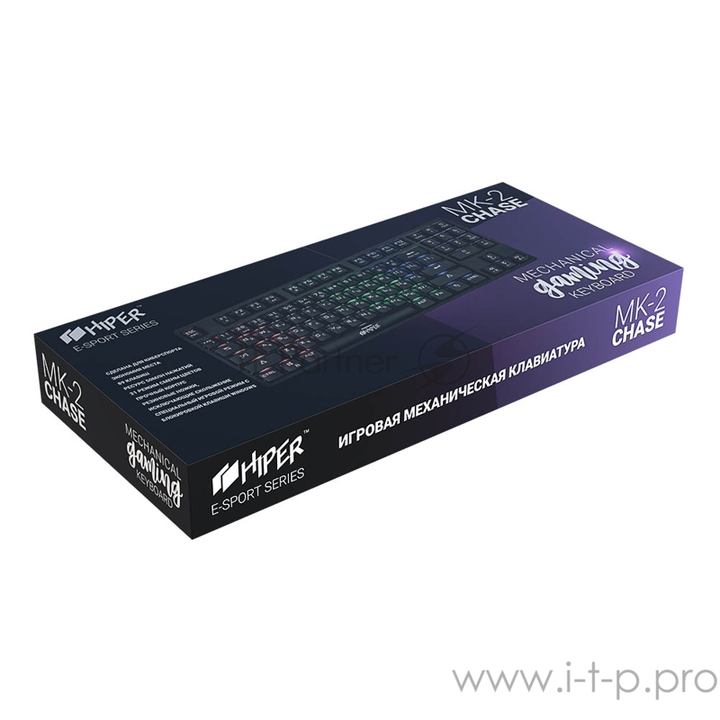 Игровая клавиатура чёрная HIPER MK-2 CHASE (TKL, USB, Outemu, RGB подсветка)