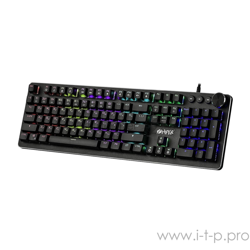 Игровая клавиатура чёрная HIPER MK-5 PULSE (104кл, USB, Outemu, RGB подсветка)