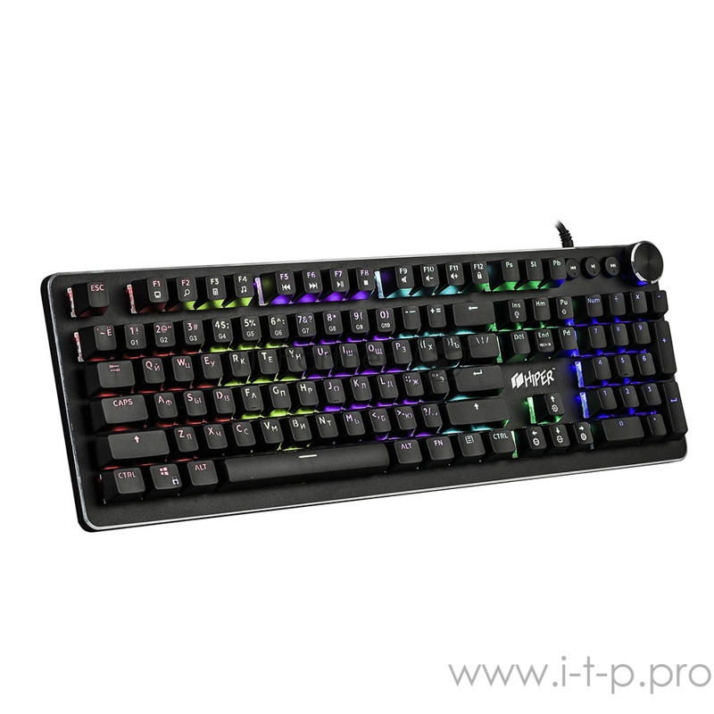 Игровая клавиатура чёрная HIPER MK-5 PULSE (104кл, USB, Outemu, RGB подсветка)