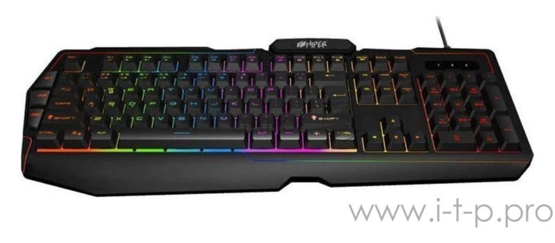 Игровая клавиатура чёрная HIPER GENOME GK-2 (104кл, USB, мембранная, RGB подсветка)