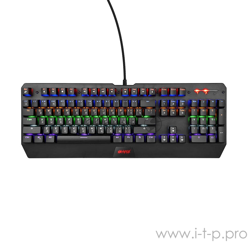 Игровая клавиатура чёрная HIPER MK-3 RATE (104кл, USB, Outemu, RGB подсветка)