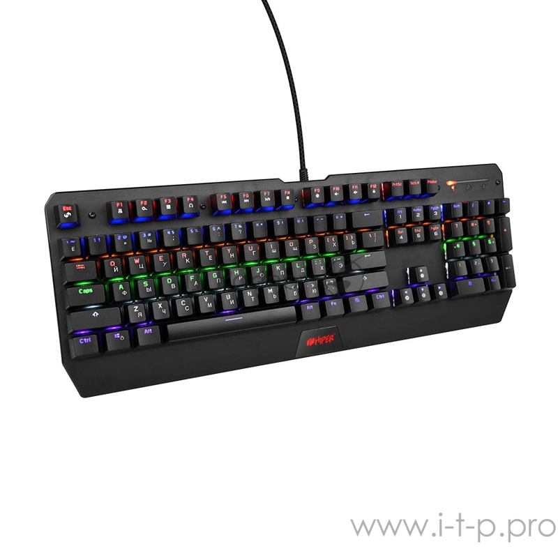 Игровая клавиатура чёрная HIPER MK-3 RATE (104кл, USB, Outemu, RGB подсветка)