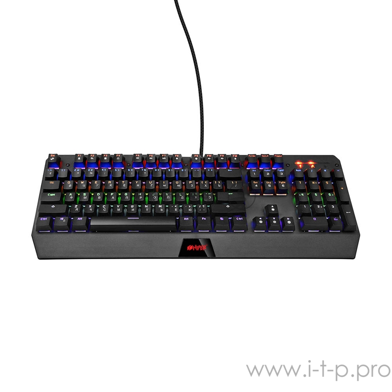 Игровая клавиатура чёрная HIPER MK-3 RATE (104кл, USB, Outemu, RGB подсветка)