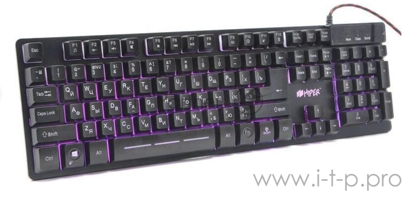 Игровая клавиатура чёрная HIPER GENOME GK-3 (104кл, USB, мембранная, RGB подсветка)