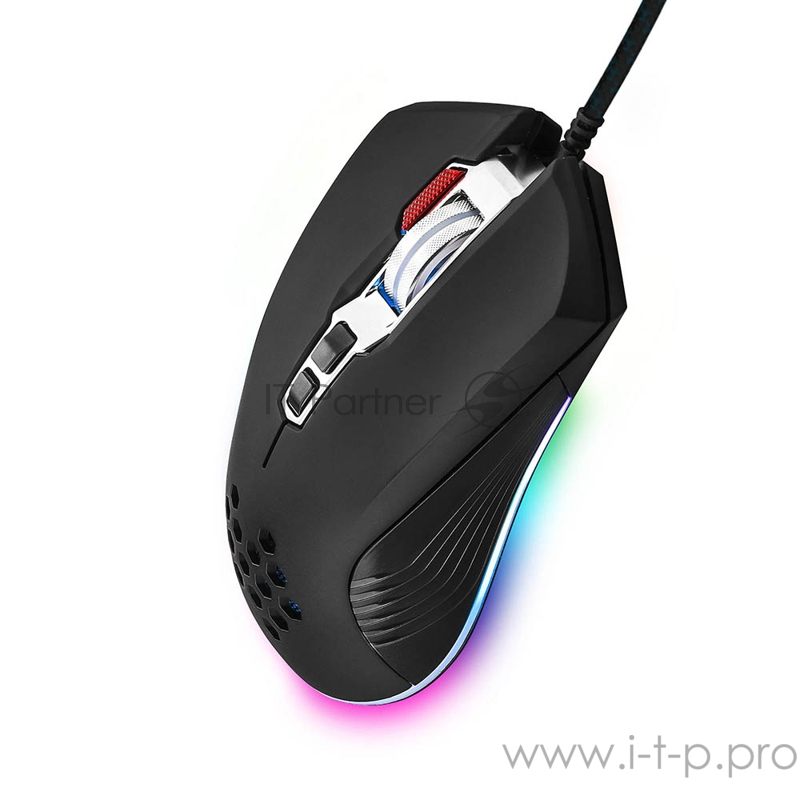 Игровая мышь чёрная HIPER Aero A-1 (USB, 8 кнопок, 6400 dpi, RGB подсветка)