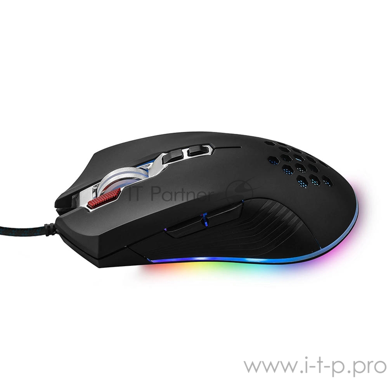 Игровая мышь чёрная HIPER Aero A-1 (USB, 8 кнопок, 6400 dpi, RGB подсветка)