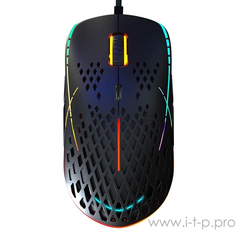 Игровая мышь чёрная HIPER Aero A-2 (USB, 8 кнопок, 6400 dpi, RGB подсветка)